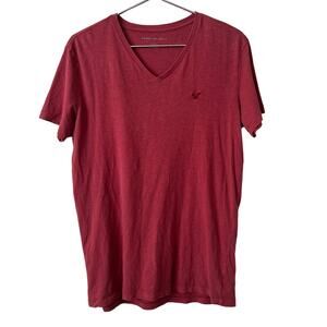 American Eagle red dye V-neck short sleeve tee t-shirt